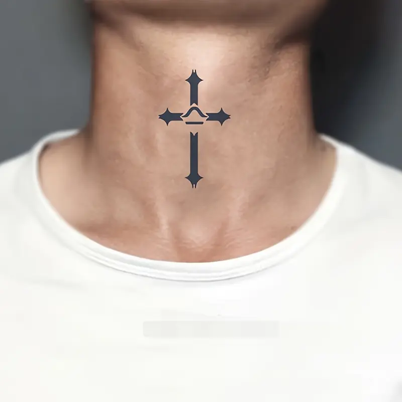 6 Large Herbal Tattoo Stickers, Containing 1 One Neck Elements and 5 Random Styles, Lasting for 7-15 Days, Waterproof and Anti-Friction, Realistic Effect, Suitable for People Who Don't Want Tattoo Pain