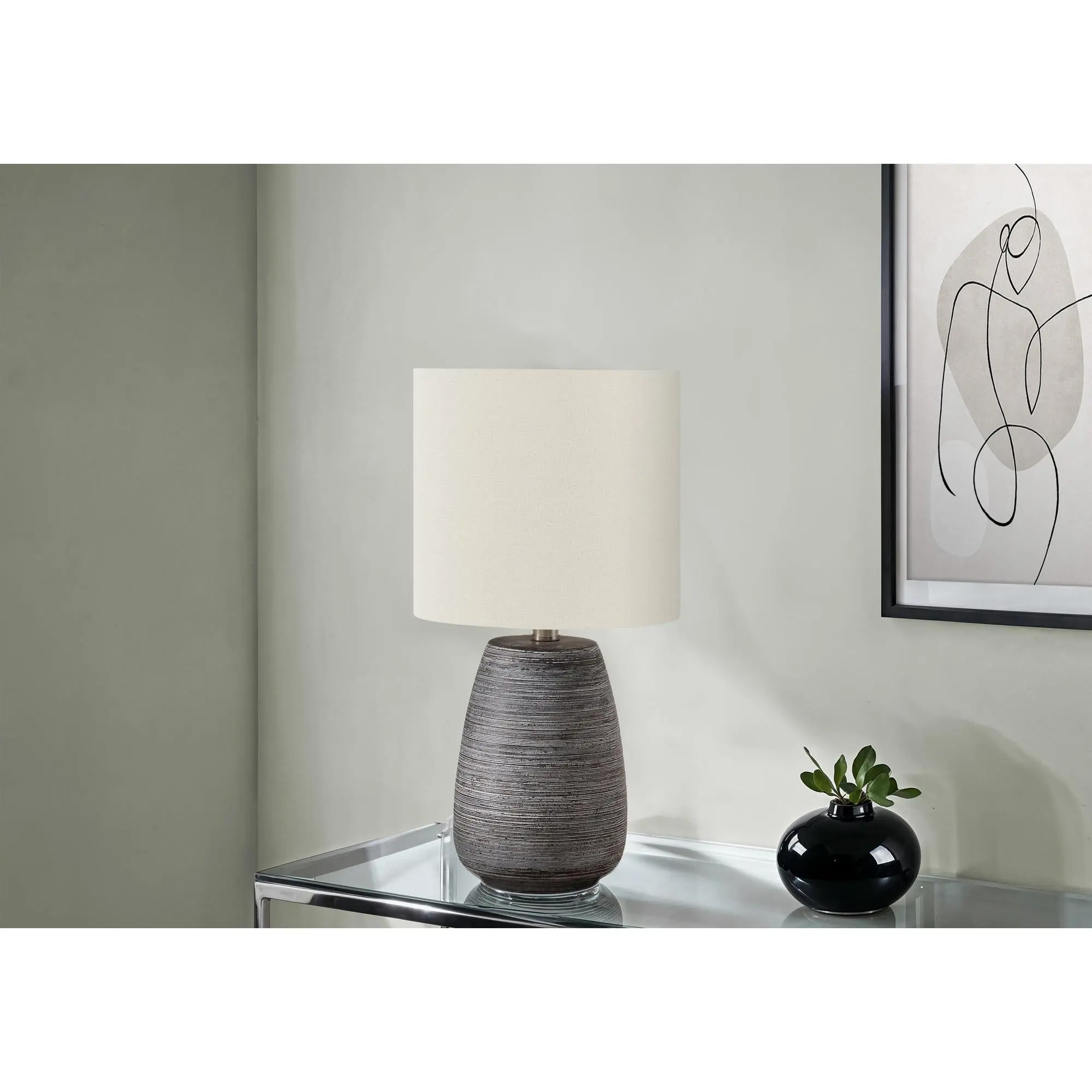 Premiere Lamps Sumerian Grey Ceramic, Ivory / Cream Shade, Contemporary