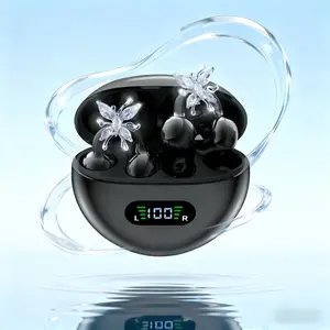 Wireless Open-Ear Headphones with Butterfly Accessory, Ear Clip Fashion Design, Lightweight Body, Type-C Fast Charging, Ultra-Long Battery Life