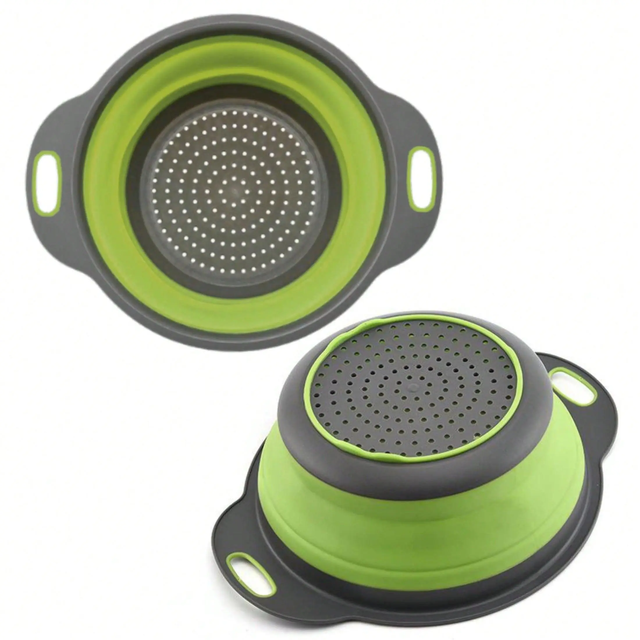 Collapsible Silicone Colander Collapsible Colander with Plastic Handles Round Silicone Kitchen Strainers Foldable Kitchen Strainer Perfect for Draining Pasta Vegetable and Fruit  Kitchen essentials silicone strainer collapsible colander Collapsible Silico