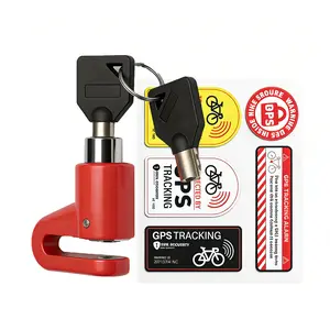 Heavy-Duty Aluminum Alloy Disc Brake Lock, Pry-Resistant And Anti-Theft Safety Lock, 5 GPS Warning Stickers, Suitable for Motorcycles, Scooters And Mountain Bikes, with Waterproof Function