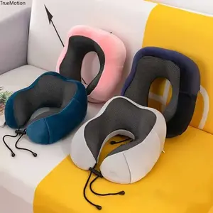 U Shaped Memory Foam Neck Pillow - Soft Massage Cervical Support Pillow for Airplane, Car, Home & Office Naps