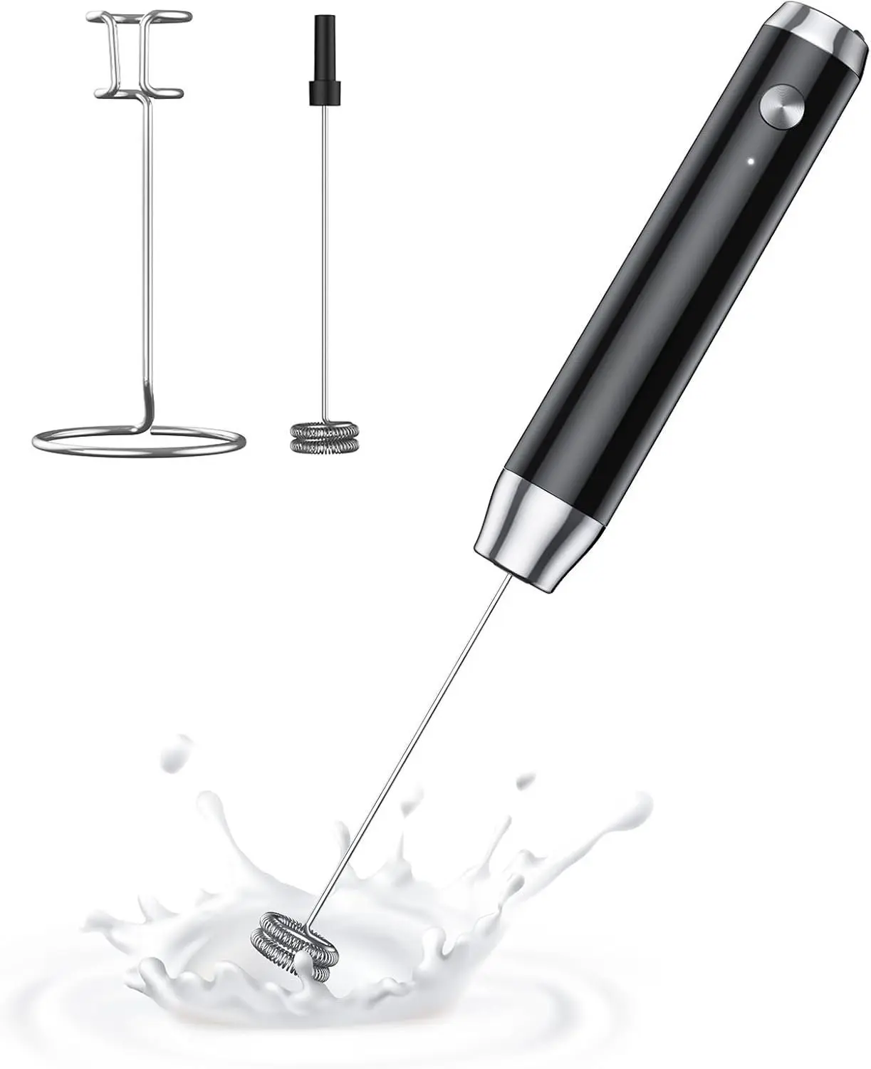 Rechargeable Milk Frother with Stand, LunaFro Handheld Electric  Maker  Detachable Stainless Steel Whisk Drink Mixer Foamer for Lattes, Cappuccino