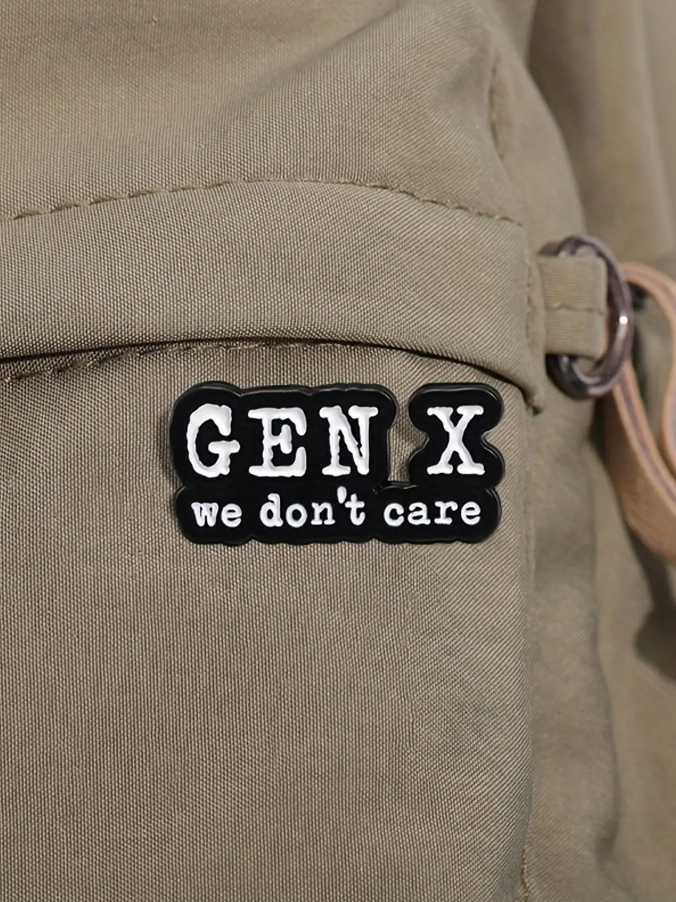 Vintage Chic "GEN X We Don't Care" Brooch Pin, Stylish No-plating Fashion Accessory for Daily Wear, Suitable for All Seasons, Men Accessories