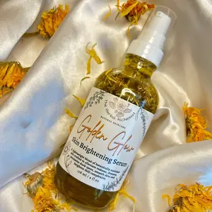 Organic Herbal Skin Brightening Serum with Vitamins A & E for Smoothing Fine Lines, Hyperpigmentation, Redness  and Reducing Inflammation | Radiant Natural Skincare - Lightweight Facial Oil for Skin Repair