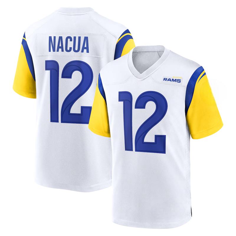 Unisex Football Playoff Nacua Rams Game Player Jersey - White