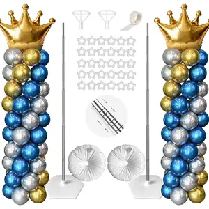 Balloon Column Stand Kit Sets of 2, 80 Inch Adjustable Balloon Stand Balloons Tower Pillar with Reusable Metal Telescopic Structure for Wedding, Birthday, Baby Shower, Graduation Party Decoration