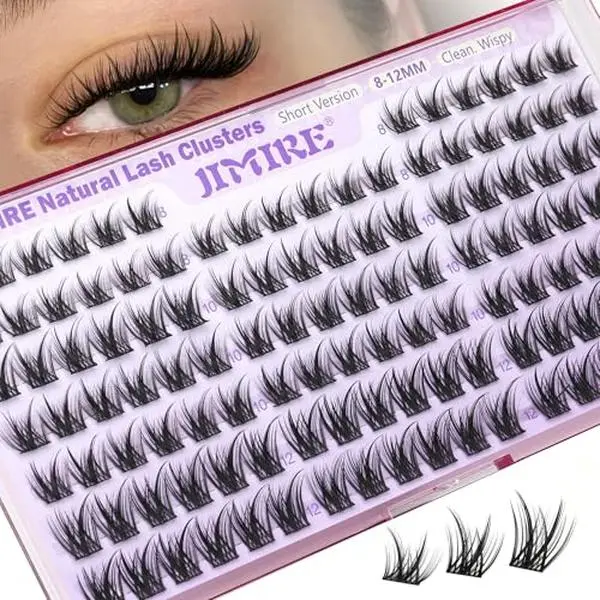 JIMIRE 8-12MM Lash Clusters Natural Look Wispy Cluster Eyelash Extensions C Curly Short Eyelash Clusters 120Pcs Soft DIY Individual Cluster Lashes Natural Lash Extensions at Home