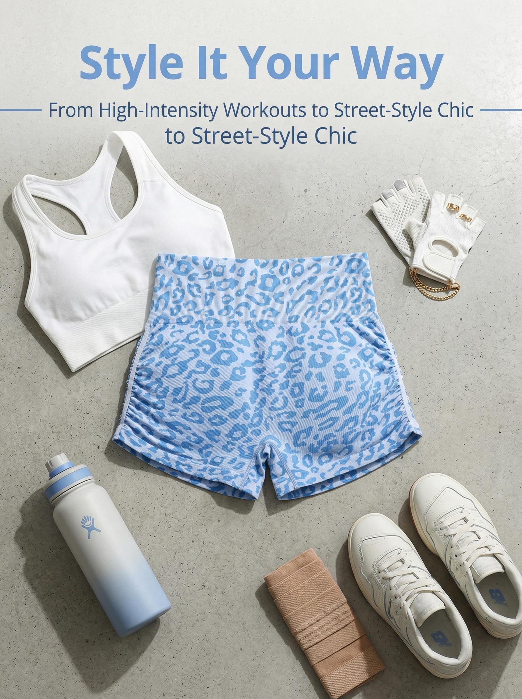 TCVC Sporty Women's Leopard Print High Waist Gym Shorts, Breathable Comfy Stretch Short Leggings for Yoga, Workout, Running, Casual Sportswear for Spring Summer Womenswear
