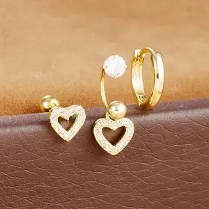 18K Gold Plate, 3 Piece Asymmetrical Set, 925 Silver Earrings Set For Women, Party Accessories Dangle Earrings