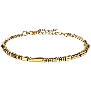 Inspirational Morse Code Bracelet: "Never Give Up" Gold Plated Stainless Steel Adjustable Bead Jewelry for Men Women