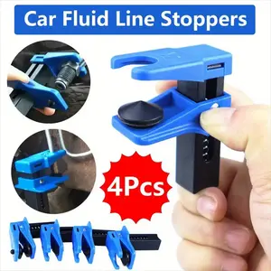 4-Piece Car Brake Hose Clamp Tool Set, Anti-Leak Automotive Repair Hose Clamps, Blue Color, Suitable for Car Brake Hose Plugs, Car Fluid Line Stoppers