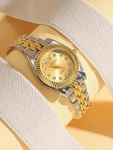 Women's Quartz Wristwatch, Elegant Round Analog Dial, Stainless Steel Band, Business Casual Style, All Season Wear, Business Fashion Watches