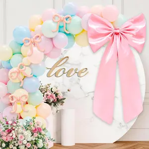 Big Pink Bow Decor: Big Pink Bow(23.5 x 40in), 4Pcs Pink Bow Balloons(20 x 21in), 20Pcs 10in Pastel Rainbow Balloons, Birthday, Bridal, Baby, Bachelorette Wedding Backdrop Wall Coquette