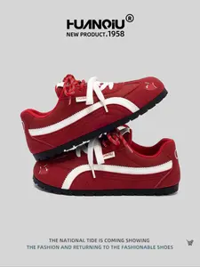 German training shoes red women's 2025 new autumn Joker niche design breathable casual sports shoes tide.