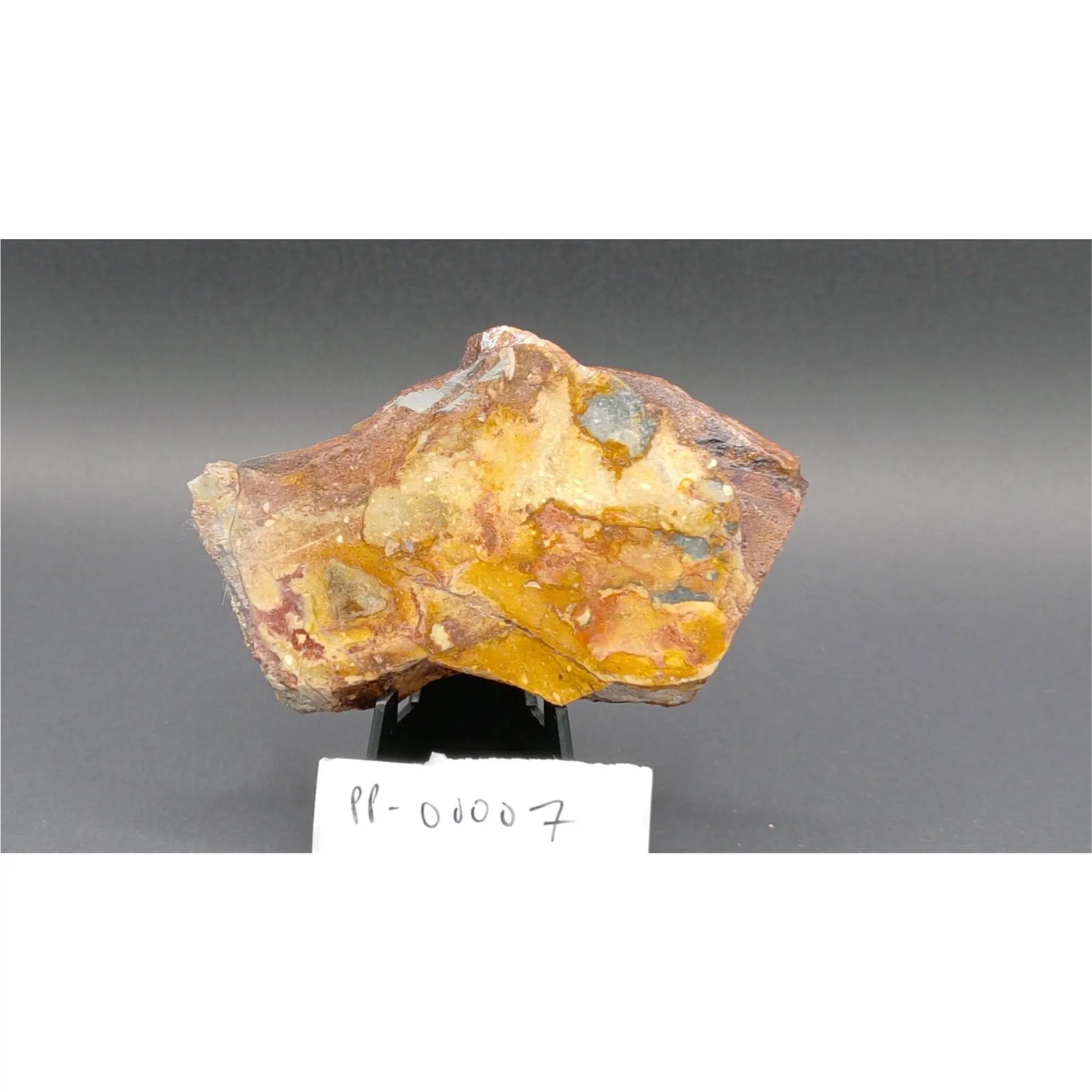 Brecciated Ochre Jasper Semi-Finished Semiprecious Stone Slab - Hand-Collected Graveyard Point Rust Agate Chalcedony, 95x64x9.5mm (3.75x2.5x0.375in), 3.169oz (90g), Angular Clasts, Raw Finish, Collectors' Item, Oregon PP-00007, Good Working Material