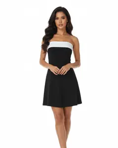 Color Block Strapless Bodycon Mini Dress | Patchwork Tube Top A-Line Dress