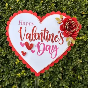 Happy Valentines Cake topper with  3D rose