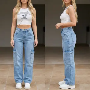 Women's High-Waisted Stretch Jeans - Vintage Industrial Workwear Pants with Multiple Utility Pockets, Stretchy Non-See-Through Fabric for Everyday & Formal Outfits - Machine Washable All-Season Jeans, Ladies Jeans, Casual Streetwear Sold by