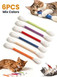 6 Pcs Cotton Swabs Cat Toys with Catnip, Giant Chew Stick, Durable Interactive Felt Kitty Kicker Toy, Relieves Boredom, Provides Exercise and Play, Daily Cat Entertainment, a Gift for Cat Lovers