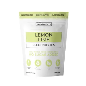 Just Ingredients Lemon Lime Electrolytes 30‑Serving Hydration Drink Mix with Coconut Water, Sea Salt, and Trace Minerals – Supports Energy, Recovery, and Electrolyte Balance*