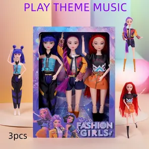 Korean Wave fashion girl cartoon girl combination doll, Rumi Mira Zoey anime action doll,  anime gift box set, rotatable character joints, playing theme music, singing doll, fan series, birthday party creative gifts, Mother's Day gifts