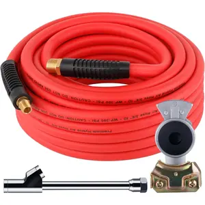 Tire Inflator Kit, 3/8" x 50FT Hybrid Air Hose with 1/4" Chuck and 1/2" NPT Universal Gladhand Connection