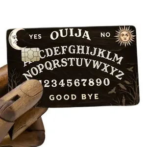 Dark Wood Ouija Board Credit Card Cover - Sun & Moon Design in Silver and Gold Vinyl for Stylish Protection