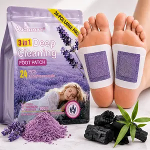 24PCS Natural Lavender Detox Foot Pads & Patches for Feet Bamboo Vinegar Ginger Deep Cleansing Support Better Sleep Stress Relief Body Refresh mothersdaygift