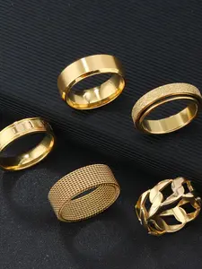 Men's Fashion Ring Set Vintage Style, Hip Hop & Punk Accessories, Middle Eastern Trendy Jewelry, 5-Piece Stylish Rings, Spinner Rings, Stacking Ring Set, Stackable Rings