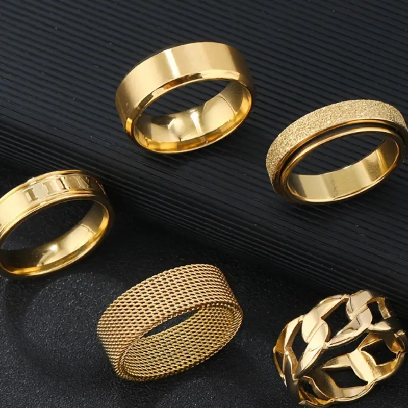 Men's Fashion Ring Set Vintage Style, Hip Hop & Punk Accessories, Middle Eastern Trendy Jewelry, 5-Piece Stylish Rings, Spinner Rings, Stacking Ring Set, Stackable Rings