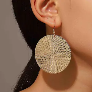 Boho Large Disc Drop Earrings Hammered Disc Earring Disc coin Dangle Earrings Gold Coin Statement Earrings Jewelry for Women