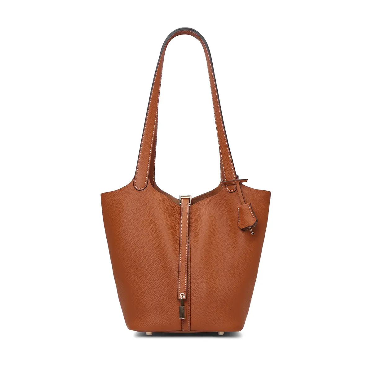 SADI Women's Cowhide Solid Real Leather Handbags, withPouch Bag As Gift. Casual Styling for Daily Use, Unique Bags, Shopper Stylish Bucketbag, a classic casual handheld picnic basket (26cm)Christmas gift