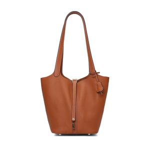 SADI Women's Cowhide Solid Real Leather Handbags, withPouch Bag As Gift. Casual Styling for Daily Use, Unique Bags, Shopper Stylish Bucketbag, a classic casual handheld picnic basket (26cm)Christmas gift