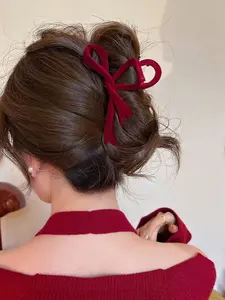 Women's Solid Color Puffy Bow Hair Accessory, Large Hair Clip, Perfect for Parties and Daily Wear, Fall Winter Trendy Style Essential