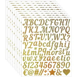 8 Sheets Vinyl Letter Stickers 705 count  Alphabet Sticker 1 Inch Stick on Letters Glitter Self-Adhesive  ABC Number Stickers for Graduation Cap Water Bottles Scrapbook (1 Inch)()