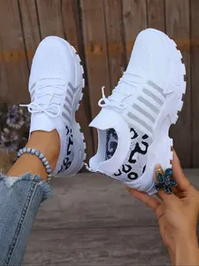 Women's Fashion Leopard Print Lace  Sneakers, Casual Comfortable Breathable Low Top Sneakers, Female All-match Round Toe Sports Shoes for Daily Wear, Trendy Walking Sneaker