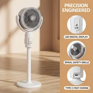 Rechargeable Floor Circulating Fan – 10 Speeds, 3 Adjustable Heights, Oscillating, Timer & Remote Control with LED Display for Home & Bedroom