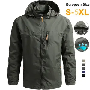 Men's Tactical Windbreaker Jacket Waterproof Outdoor Hooded Military Lightweight Climbing Outwear European Size S-5XL