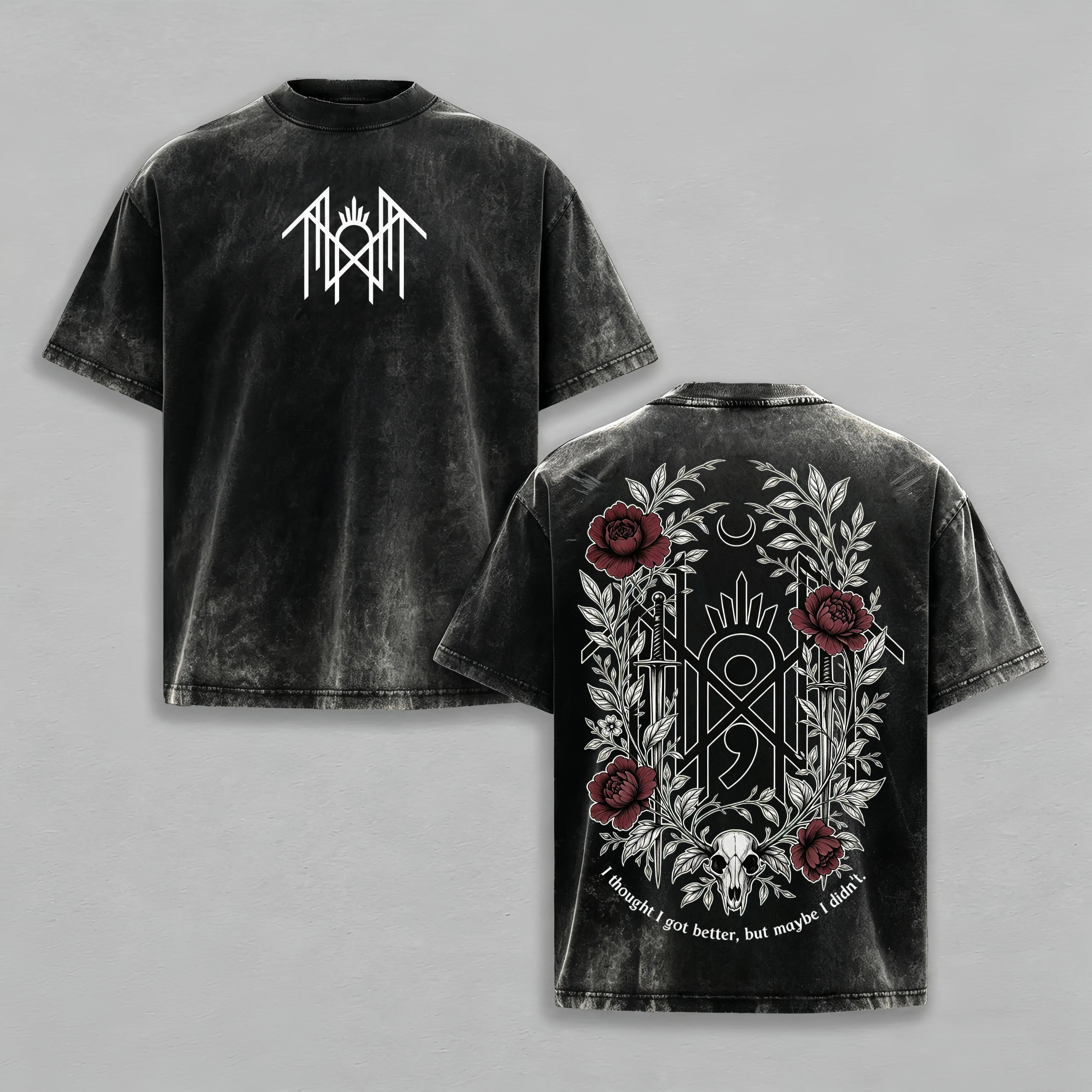Stylish Menswear T-Shirt with a Vintage Washed Sleep Token Graphic in an Oversized Shortsleeve Fit, Tops
