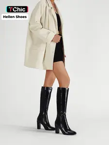 Women's Vintage Spring Fashion Chunky Heel Knee-High Boots, Leg Slimming, Versatile for Office, Parties, Fall & Winter Essential