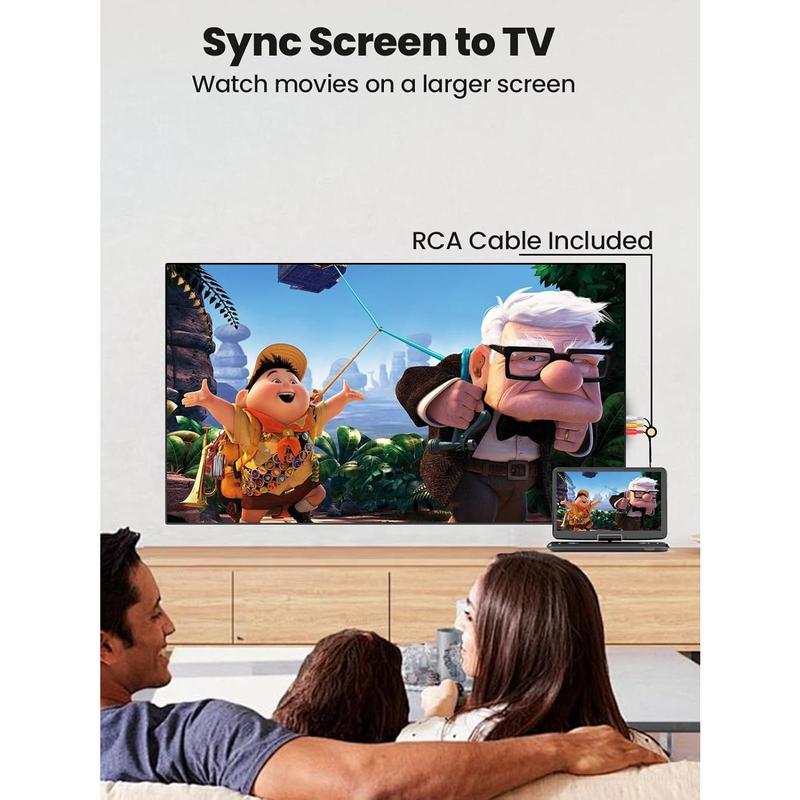 18" Portable DVD Player with with 5-Hour Rechargeable, 16"  Swivel Screen with Dual Stereo Speakers, Support USB/SD/Sync TV, Regions Free