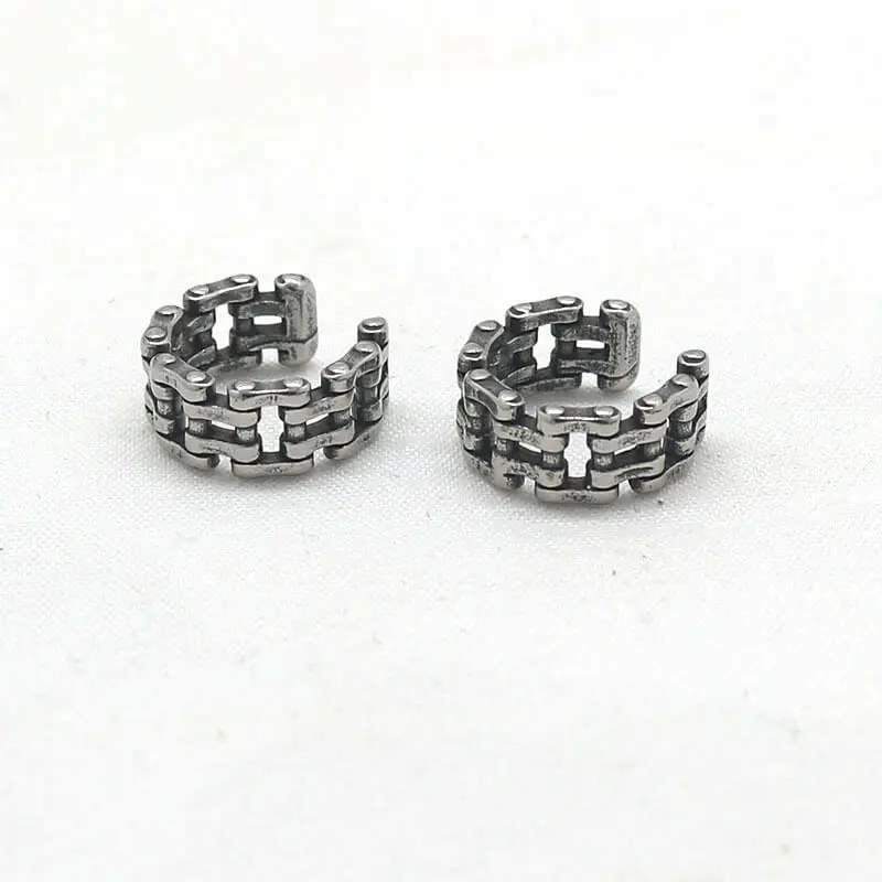 GTHIC Punk Unisex Chain Design Ear Cuffs Steampunk Stainless Steel Jewelry for Birthday Gift