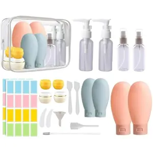 21 PCS Refillable Toiletry Bottles with Toiletry Bag for Travel Containers Empty Squeeze Leakproof Accessories for Toiletries Shampoo Lotion Body Wash (BPA Free)