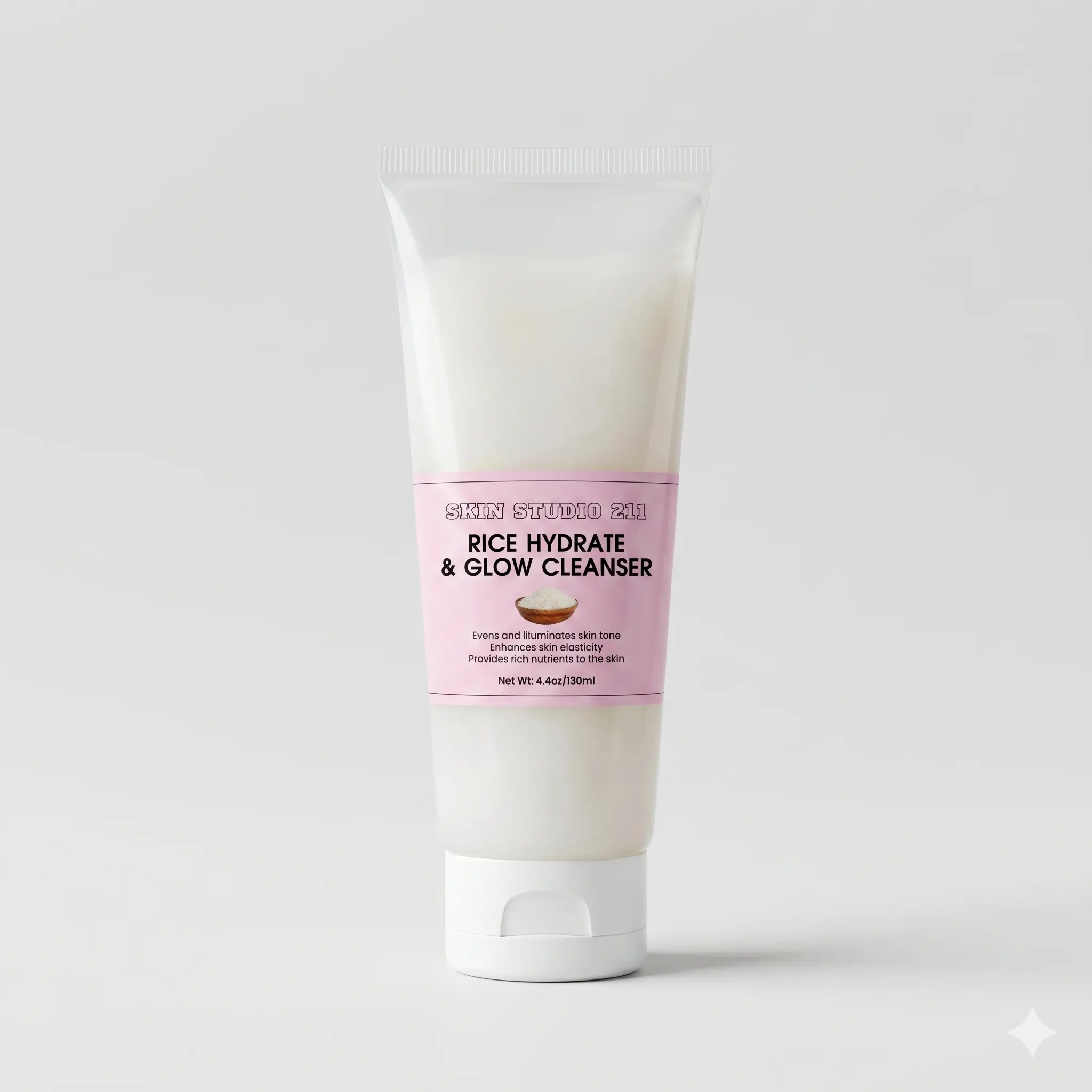 Skin Studio 211 Rice Hydrate & Glow Cleanser - Whipped Foam Brightening Cleanser (4.4oz / 130ml)
