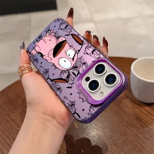 A Cute And Brave Cowardly Dog Pattern Phone Case Suitable for Iphone 16, 15, 14, 13, 12, 11 Pro Max, X, XR, XS Max, 8, And 7 Plus, Featuring a Shockproof Matte Back.