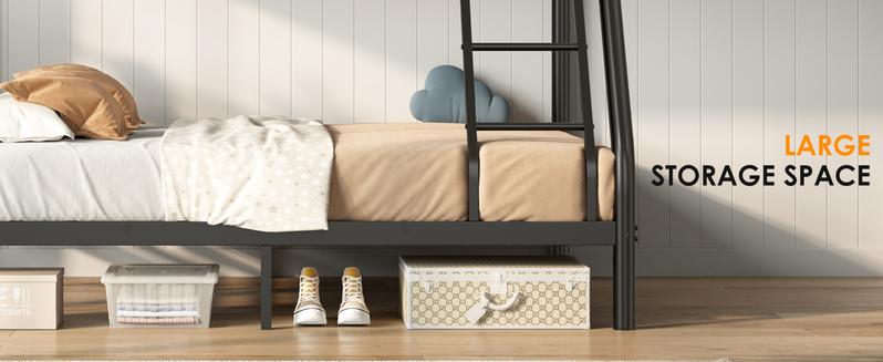 Twin Bunk Metal Bed with Ladder and Guardrails Heavy Duty Metal Construction Suitable for Teens and Adults Ideal for Families and Guests Twin Bunk Metal Bed with Ladder and Guardrails Heavy Duty Metal Construction Suitable for Teens and Adults Ideal for Families and Guests
