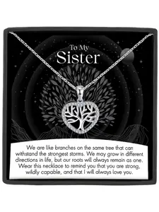 To My Sister Tree of life Tree Pendant Gift Necklace with Card and Gift Box Packaging, Sister Birthday Gift, Christmas Gifts, Family Tree