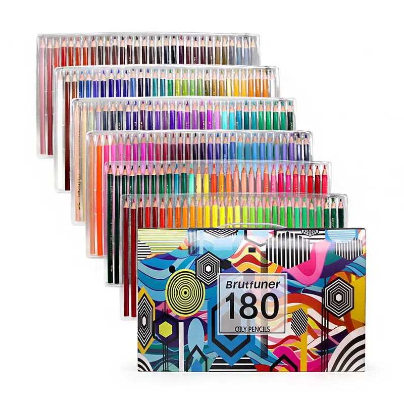 Brutfuner Art Professional Colored Pencils 180 Colors Oily Aquarelle Sketch Drawing Color Pencil Art Supplies School Stationery