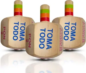 Pirimola para Navidad Toma Todo Pirinola Mexicana Spinner Mexican Wood Spinning Top Game Set of 3 Perfect for Mexican Fiesta Themed Party Board Games Cinco de Mayo Family Game and Decoration